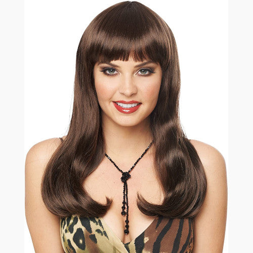 Wig Long Brown Mademoiselle Synthetic Hair With Bangs Costume Wig