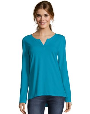 Womens Hanes Lightweight Split Neck Tunic-O9304