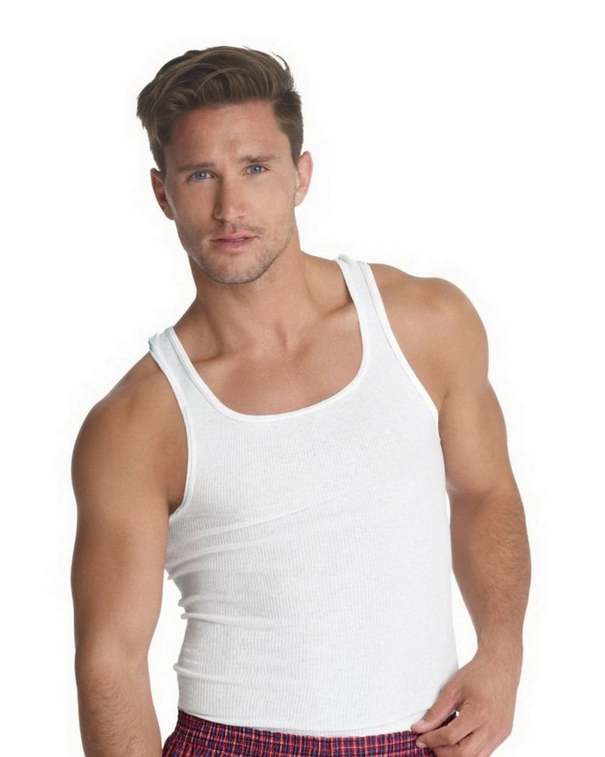 Hanes Ultimate ComfortSoft TAGLESS Mens Ribbed Tank Undershirt 3-Pack-7990W3