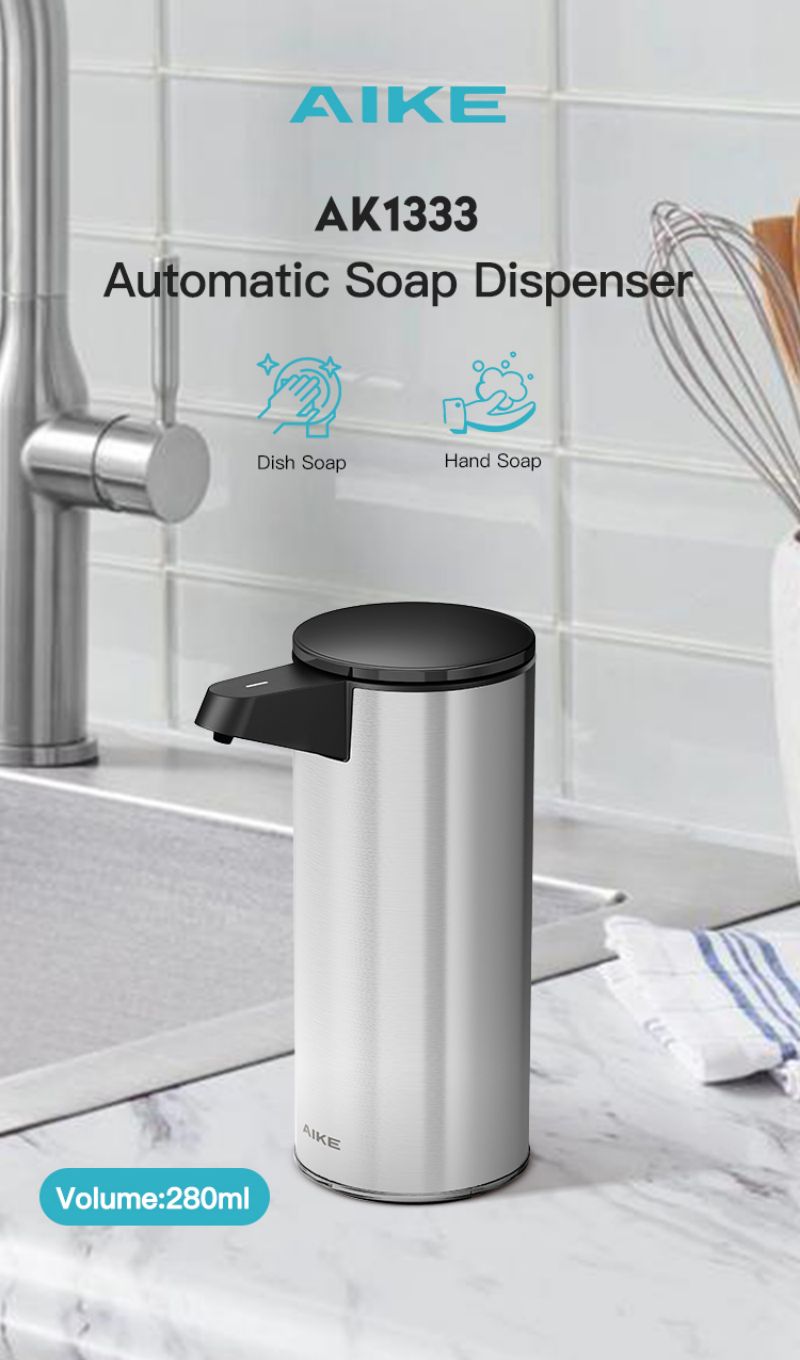 Aike 15 oz. Manual Liquid Soap Dispenser for Kitchen, AK1062, Brushed