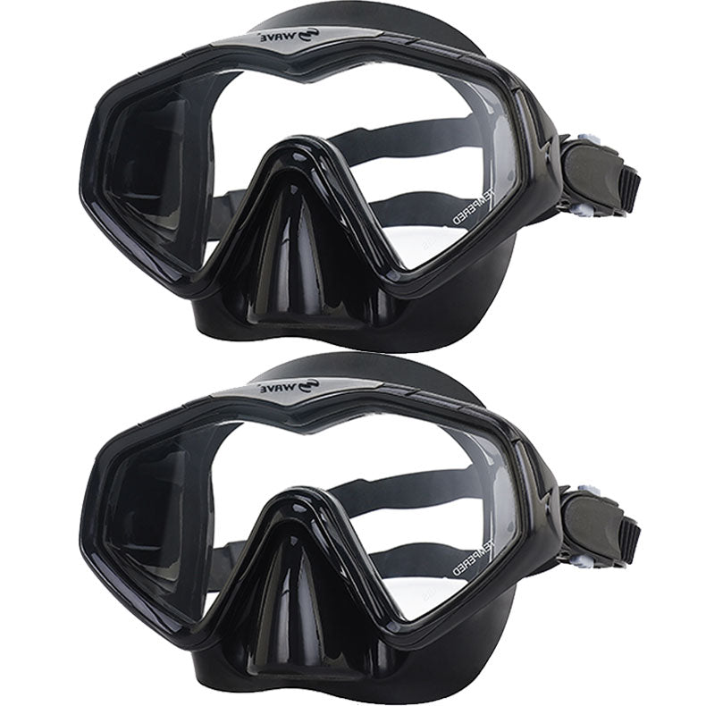 Wave 2 PCS Adult Tempered Glass Silicone Diving Mask Snorkeling Goggles