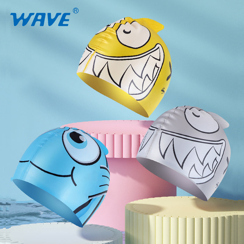 Wave Sport Kids Cartoon Shark Fish Swimming Caps