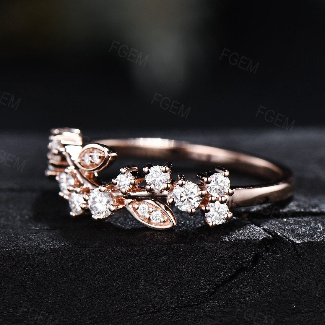 Flower Leaf Wedding Band Leaf Engagement Ring Solid Gold Branch Ring Vintage Moissanite Diamond Wedding Ring Unique Engagement Ring Women