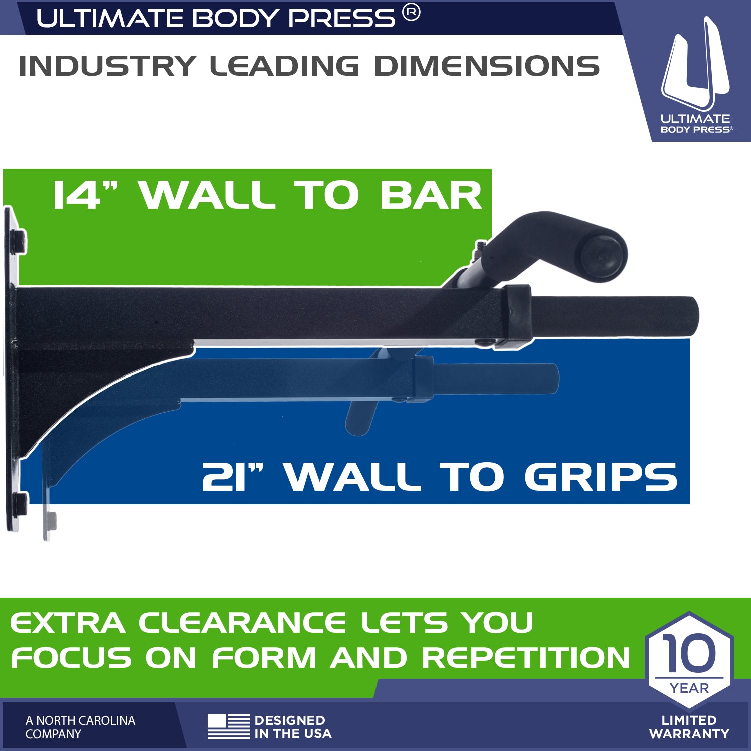 Wall Mount Pull Up Bar with 4 Grip Positions