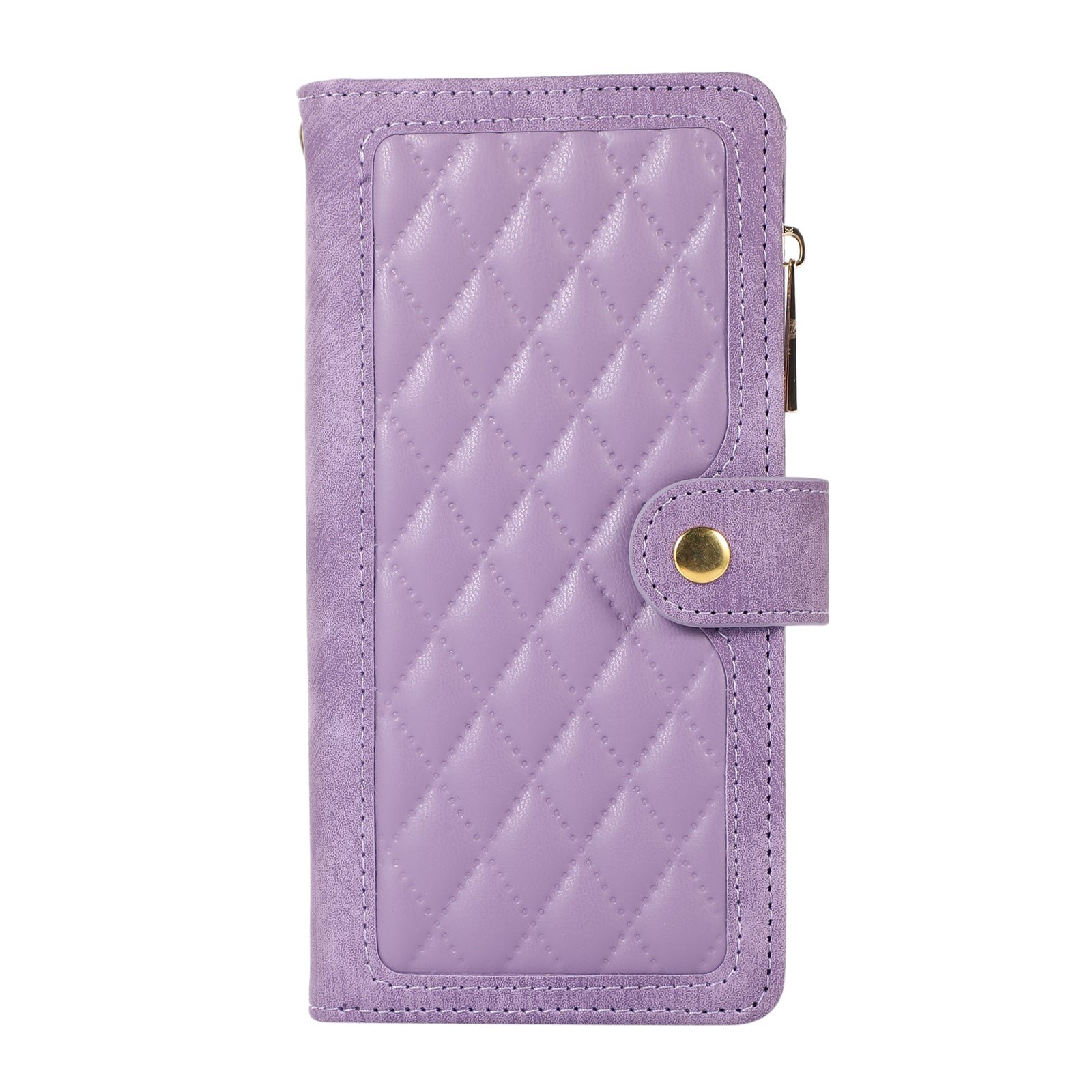 Rhombus Wallet Purse Handbag Purple Leather Phone Cover - For Samsung Galaxy S24 Ultra