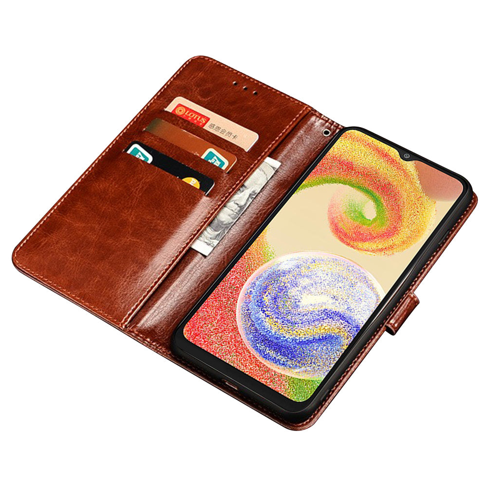 IDEWEI Black Leather Case Crazy Horse Leather Folio Flip Phone Wallet - For Samsung Galaxy S24 Ultra