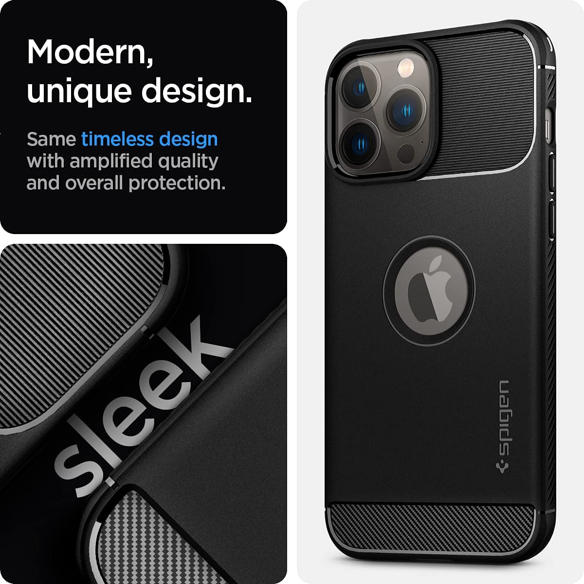 Spigen Rugged Armor Matte Black Case - For iPhone 13 Pro Max