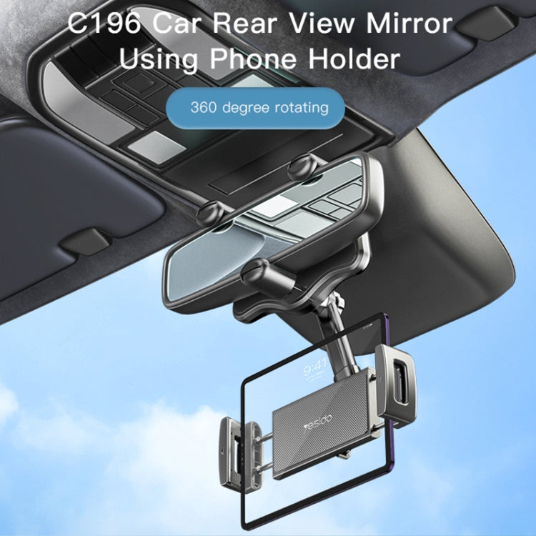 Yesido C196 In Car Black Phone Holder For Rear View Mirror