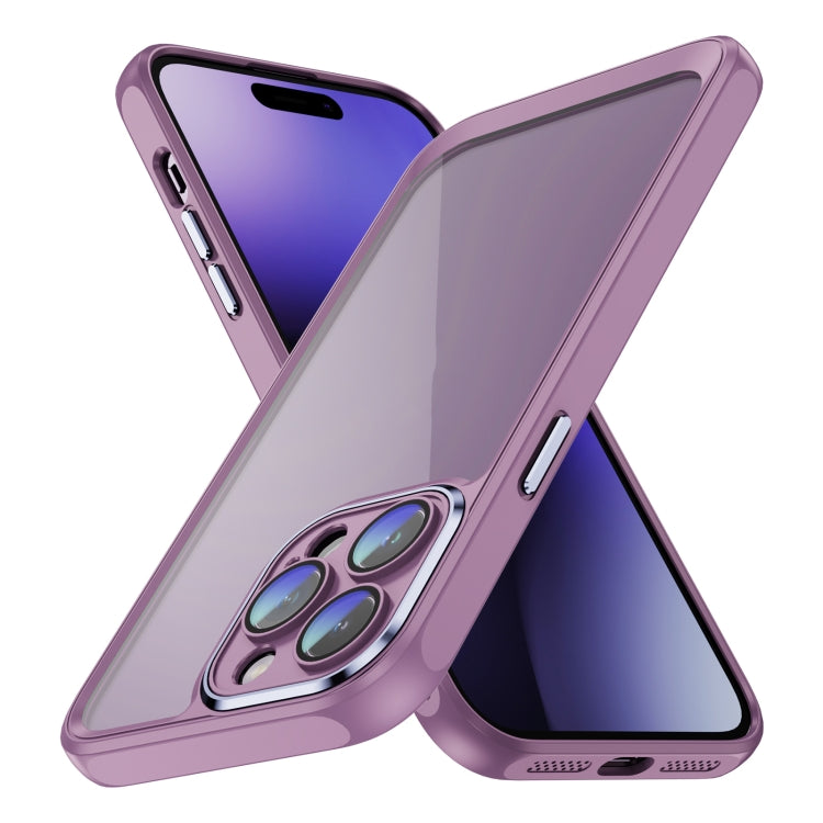 PC + TPU Phone Case with Lens Film (Light Purple) - For iPhone 14 Pro