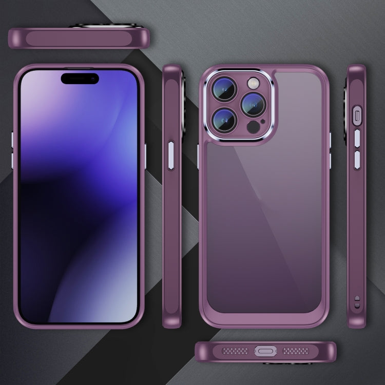 PC + TPU Phone Case with Lens Film (Light Purple) - For iPhone 14 Pro