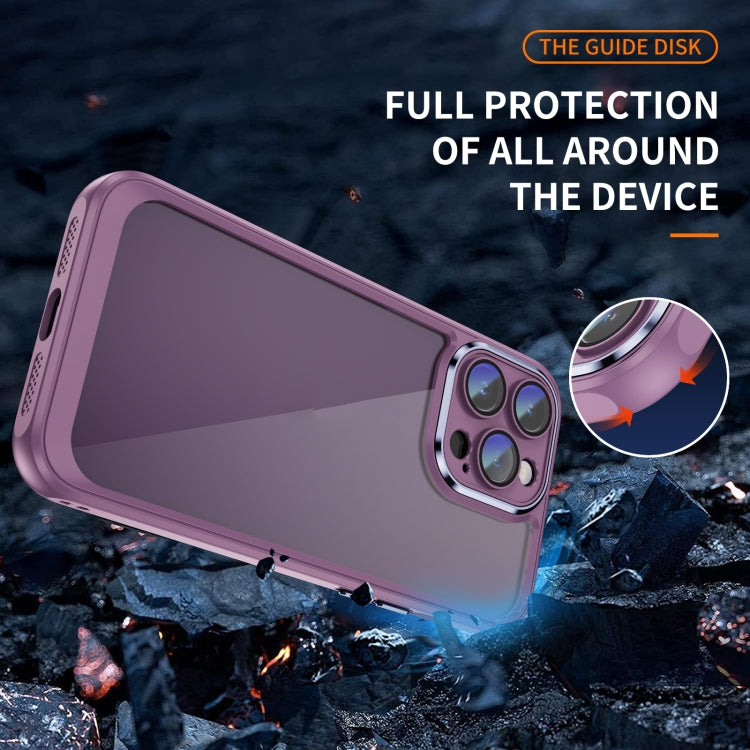 PC + TPU Phone Case with Lens Film (Light Purple) - For iPhone 14 Pro