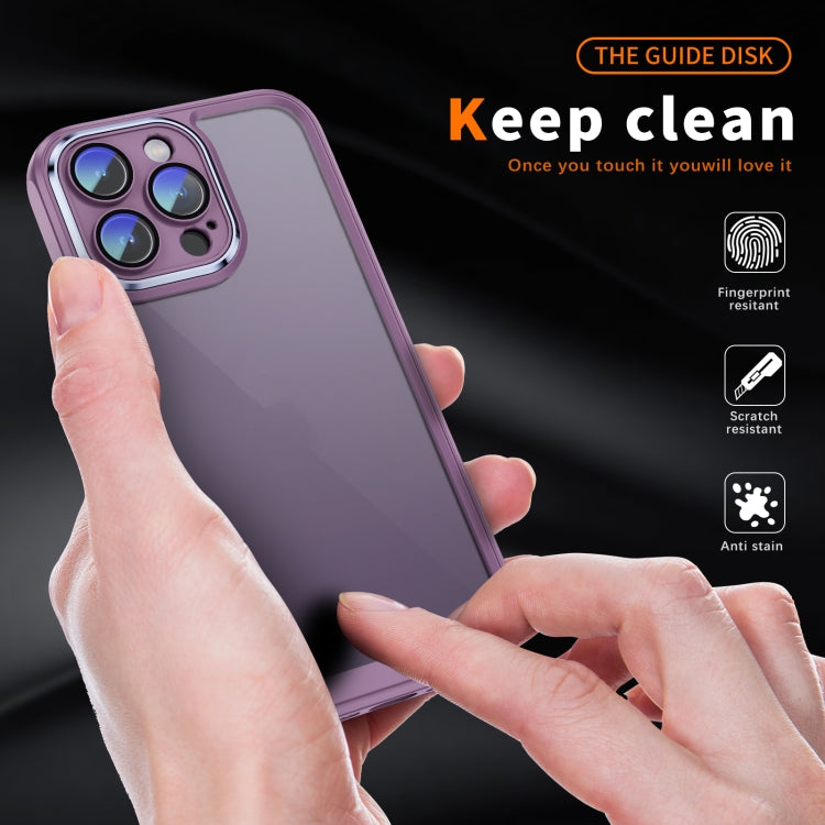 PC + TPU Phone Case with Lens Film (Light Purple) - For iPhone 14 Pro