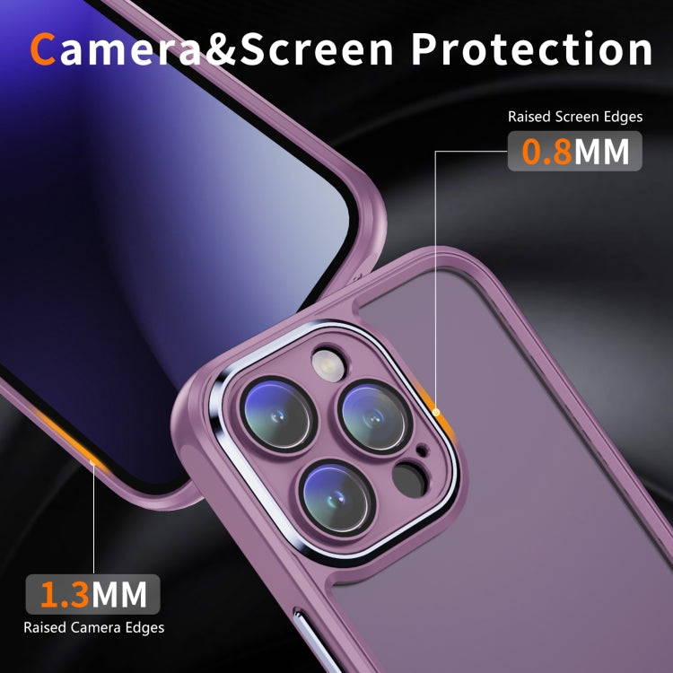 PC + TPU Phone Case with Lens Film (Light Purple) - For iPhone 14 Pro