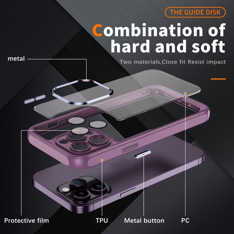 PC + TPU Phone Case with Lens Film (Light Purple) - For iPhone 14 Pro