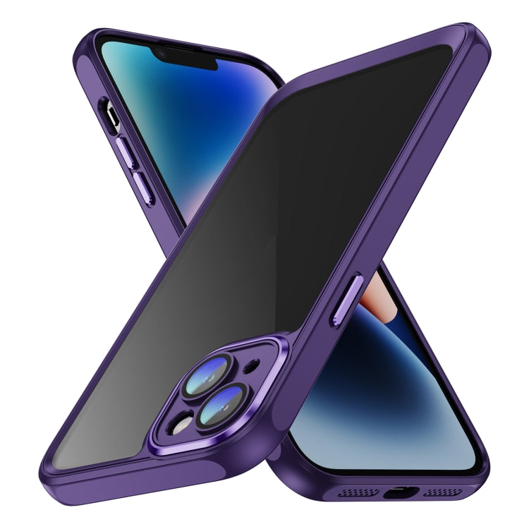 PC + TPU Phone Case with Lens Film (Dark Purple) - For iPhone 14 Plus