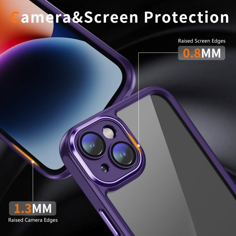 PC + TPU Phone Case with Lens Film (Dark Purple) - For iPhone 14 Plus