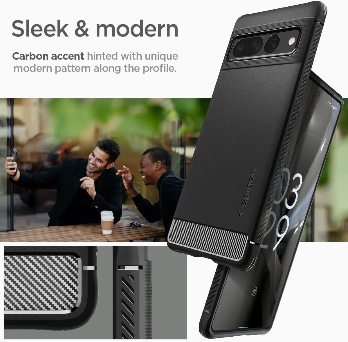 Spigen Rugged Armor Matte Black Case - For Google Pixel 7 Pro