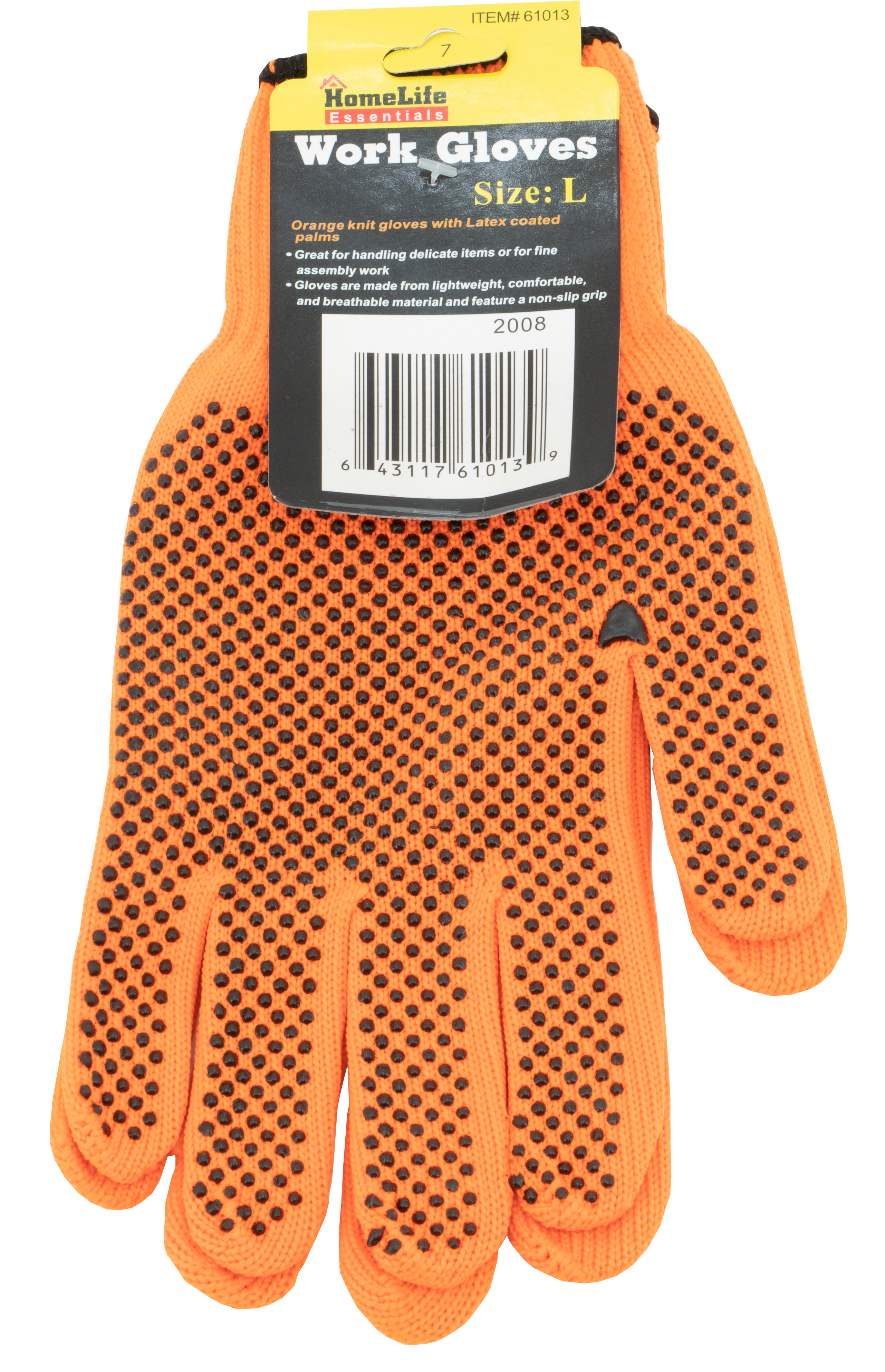 Orange Hi-Vis Knit Gloves with PVC Dot Large Assembly/Delicate Items