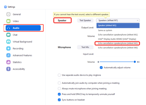 set the microphone and speake