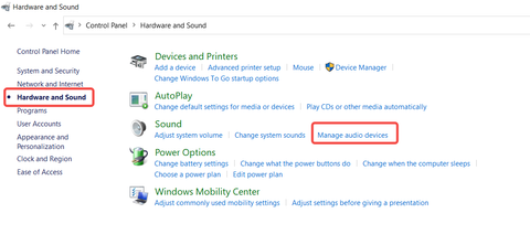 select "Manage audio devices" 