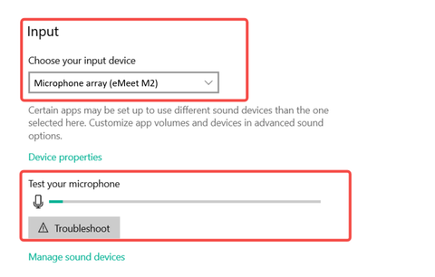 Select Speakerphone M2 as the input device
