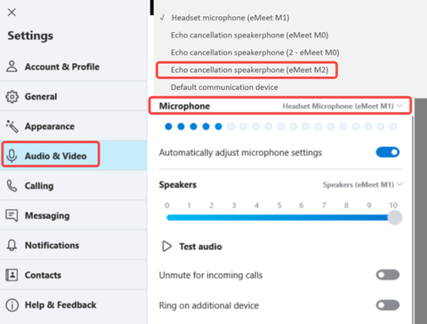 Select the "Audio & Video" option