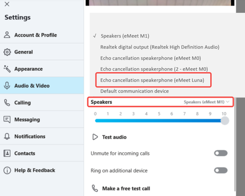 set the microphone and speaker