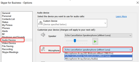 Select the "Audio Device" option