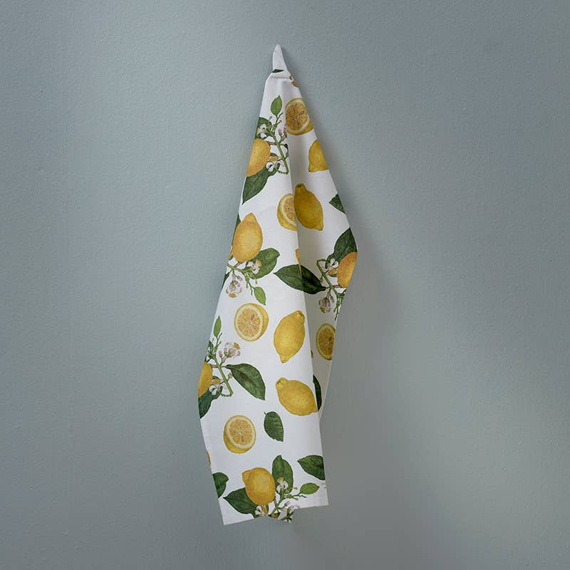 Tea Towel: Lemons 100% organic cotton tea towel- Made in Europe