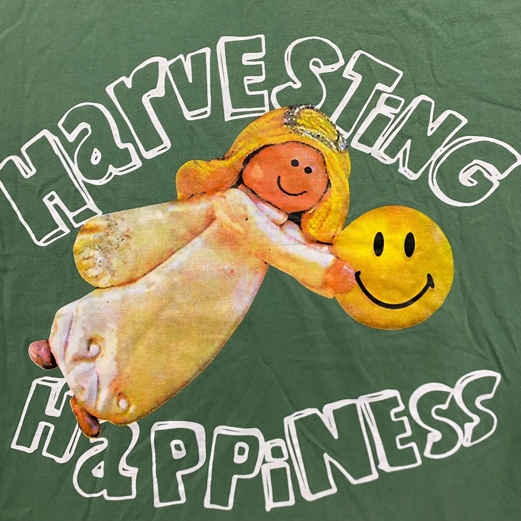 Market Smiley Angelic Harvesting Happiness Green T-Shirt