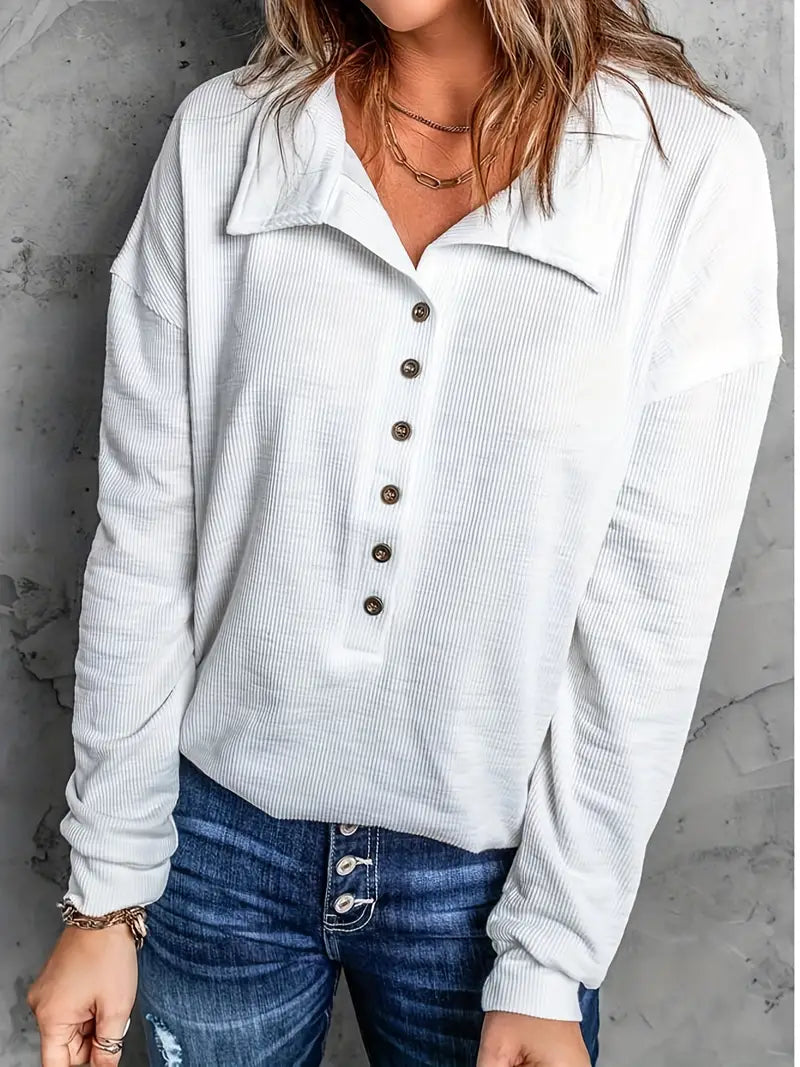 Casual Long Sleeve Button Tunic