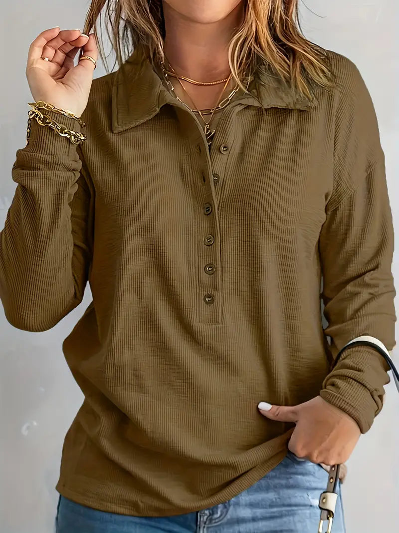 Casual Long Sleeve Button Tunic