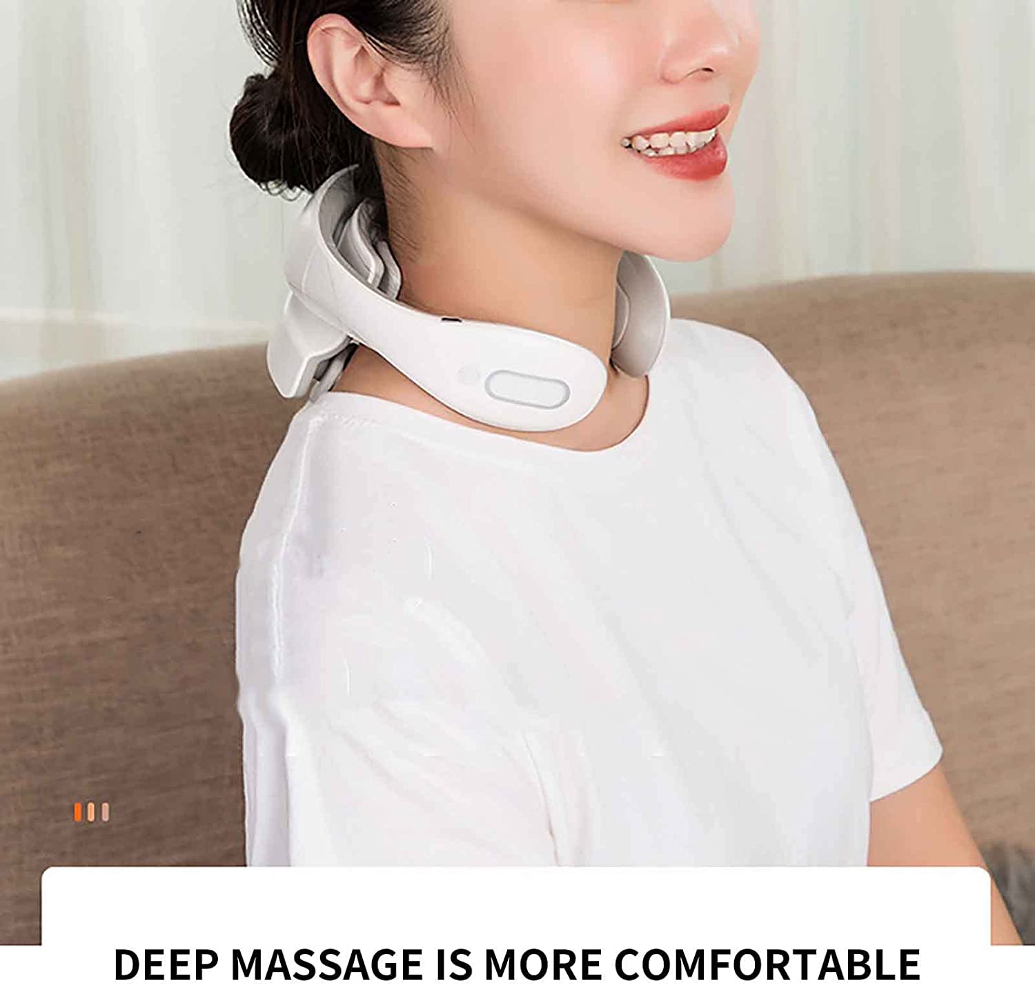 Neck Massager with Heat, Pain Relief, Intelligent Neck Massager, 4 Massage Heads Portable Deep Tissue Trigger Point Massager