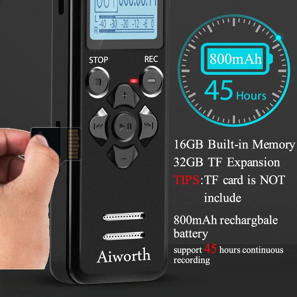 Voice Activated Recorder for Lectures Meetings - aiworth 1160