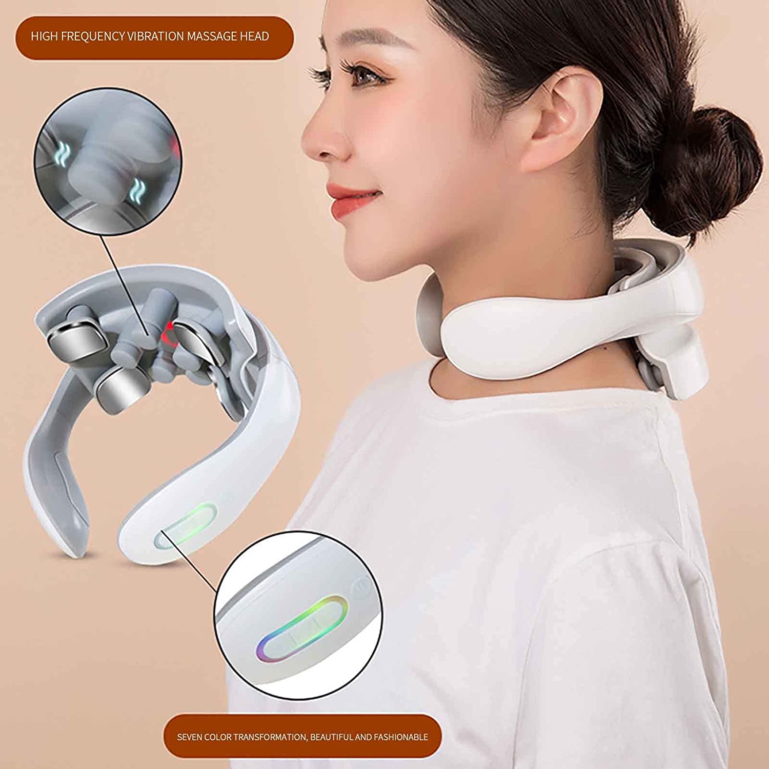 Neck Massager with Heat, Pain Relief, Intelligent Neck Massager, 4 Massage Heads Portable Deep Tissue Trigger Point Massager