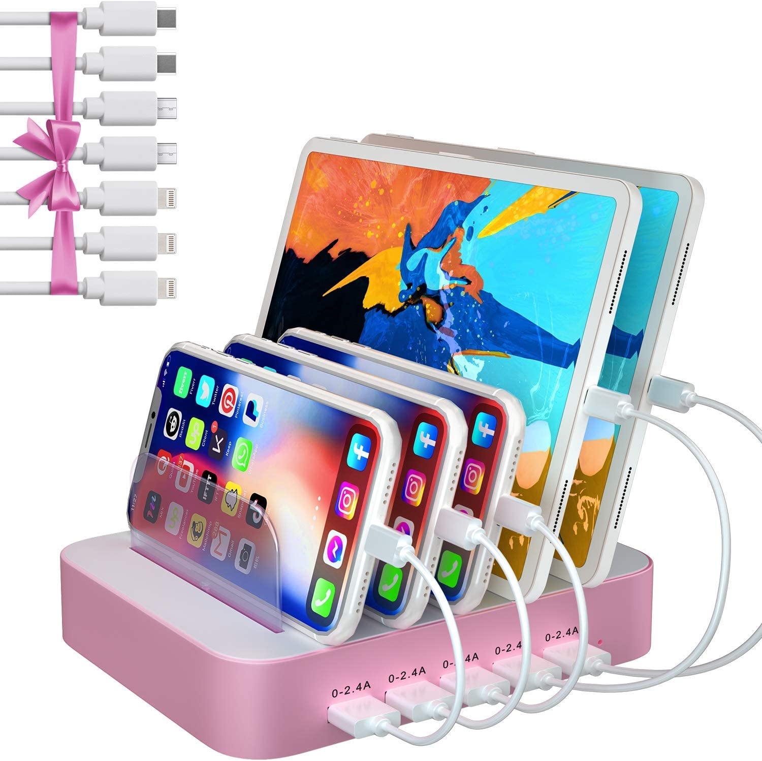 Multi Device Charging Station  USB Charging Dock with Switch Cell Phone