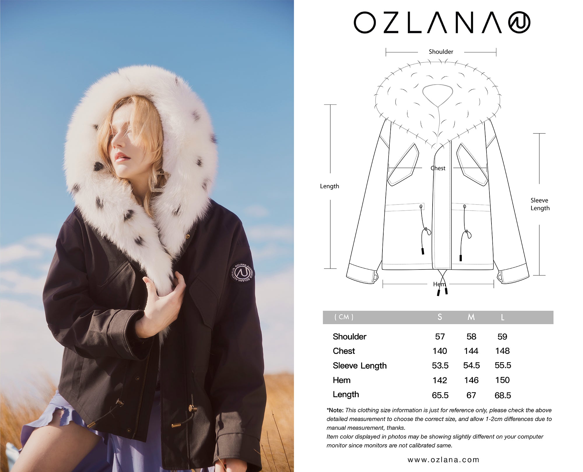 Haze Purple Short Oversize Parka White Snow Fox Ozlana
