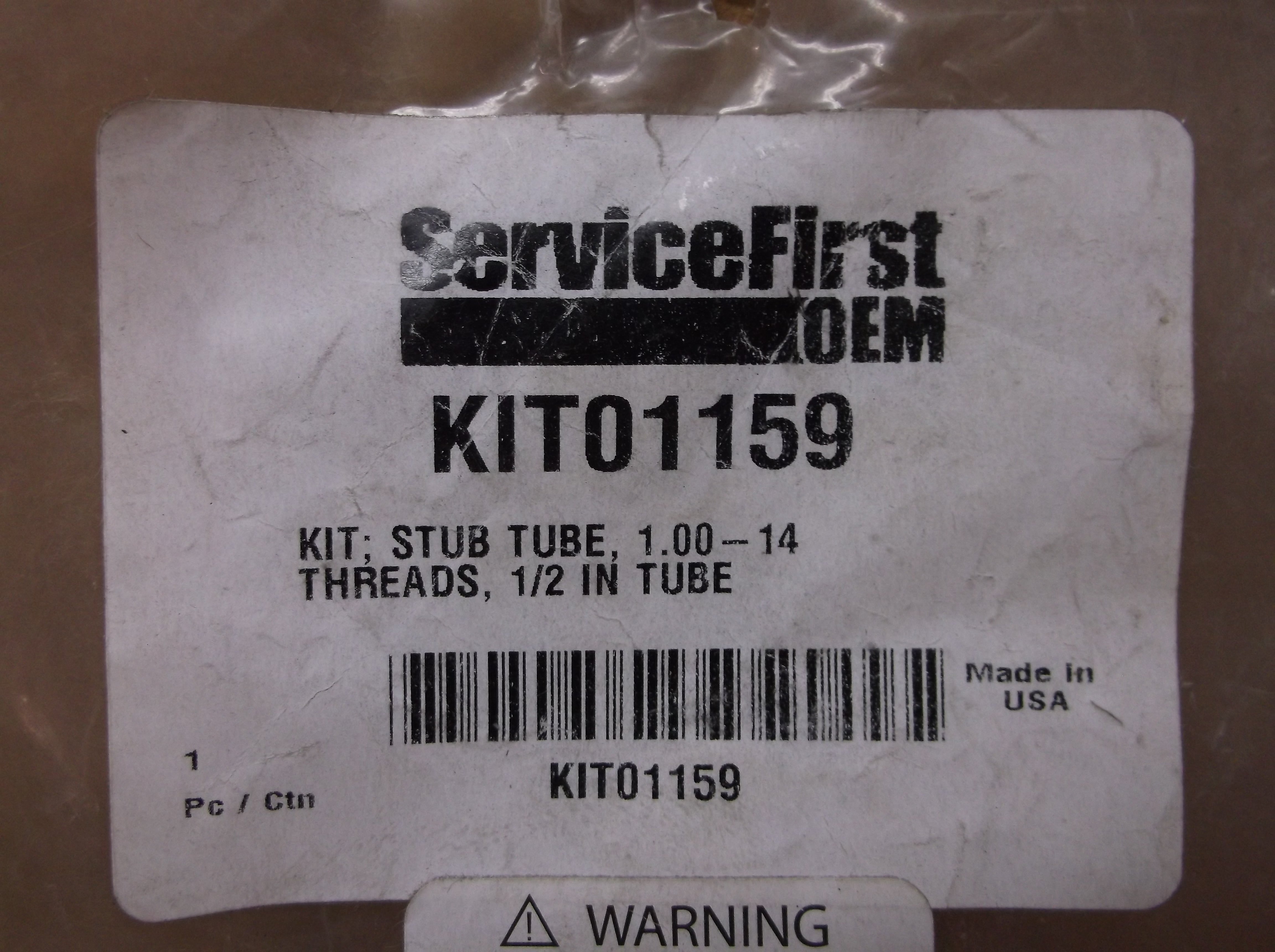 STUB TUBE KIT 1.00-14 THREADS, 1/2