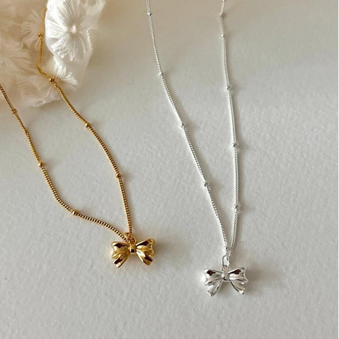 925 Sterling Silver Bow Pendant Necklace – tolovejewelry
