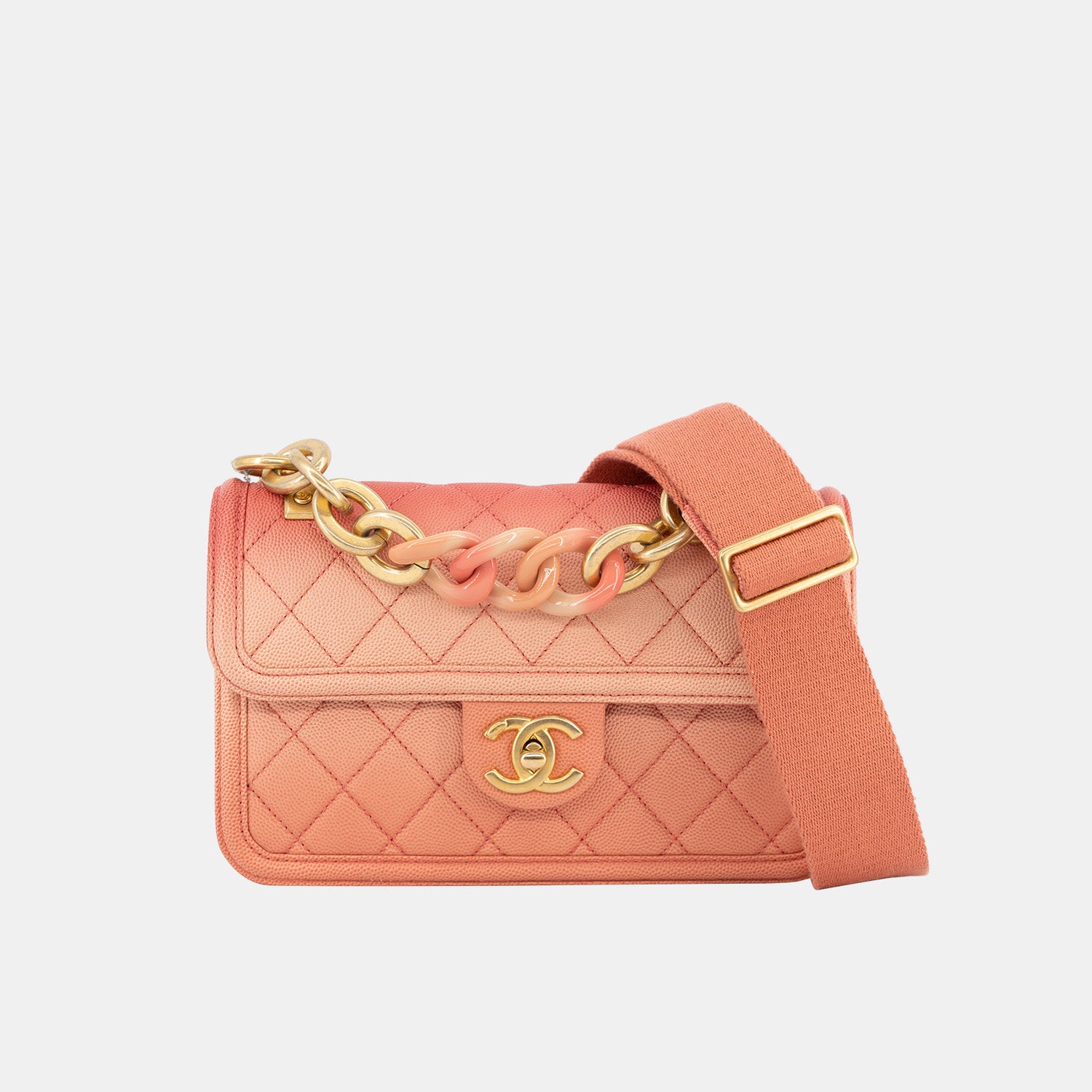 Chanel Sunset on the Sea Flap Bag In Coral Pink Caviar