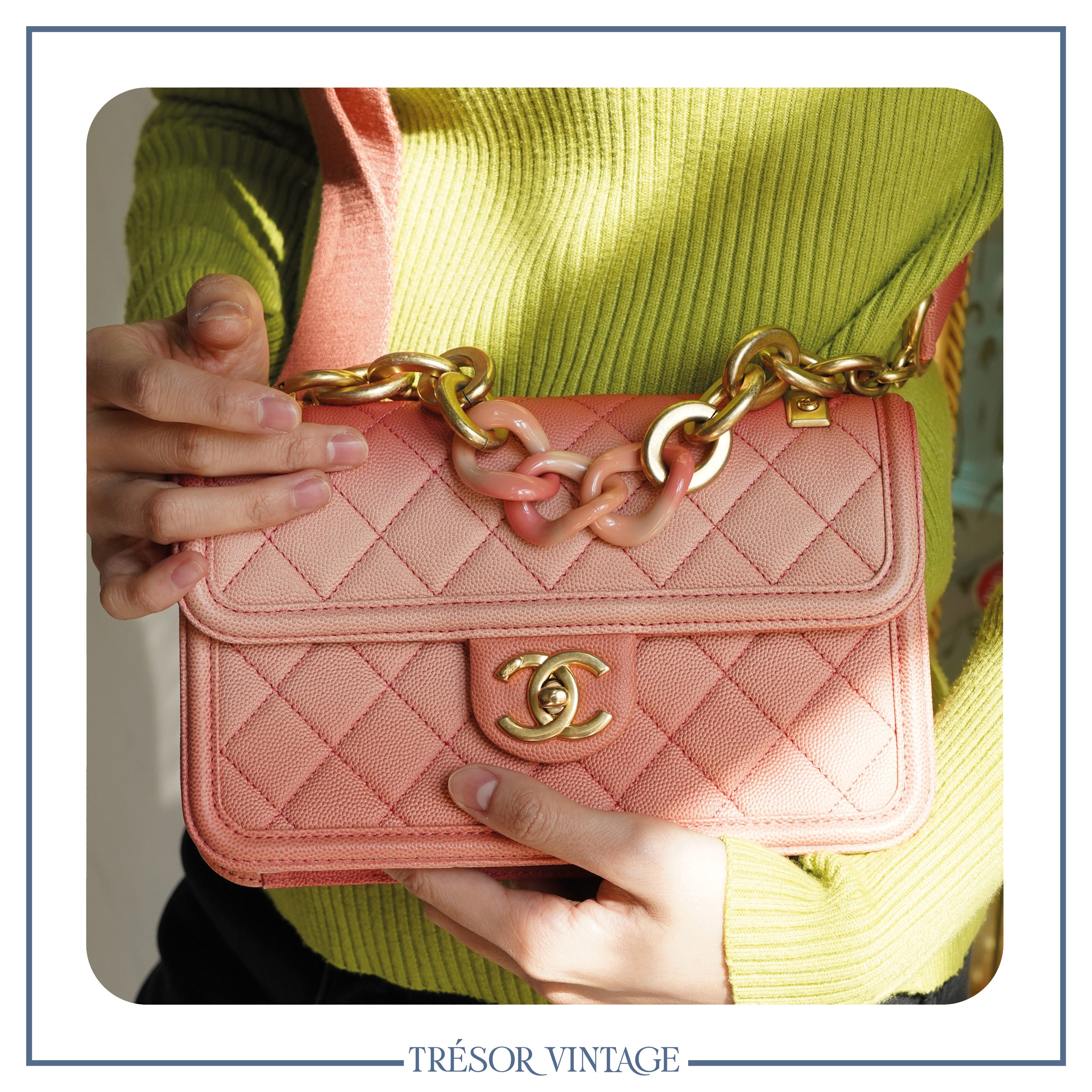 Chanel Sunset on the Sea Flap Bag In Coral Pink Caviar