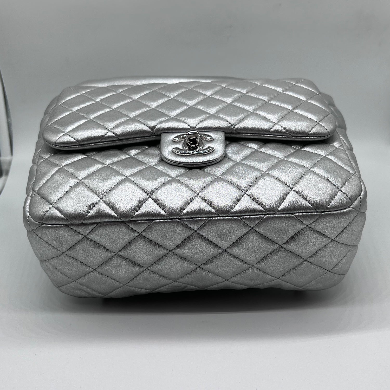 Chanel Metallic Lambskin Quilted In Seoul Backpack Silver