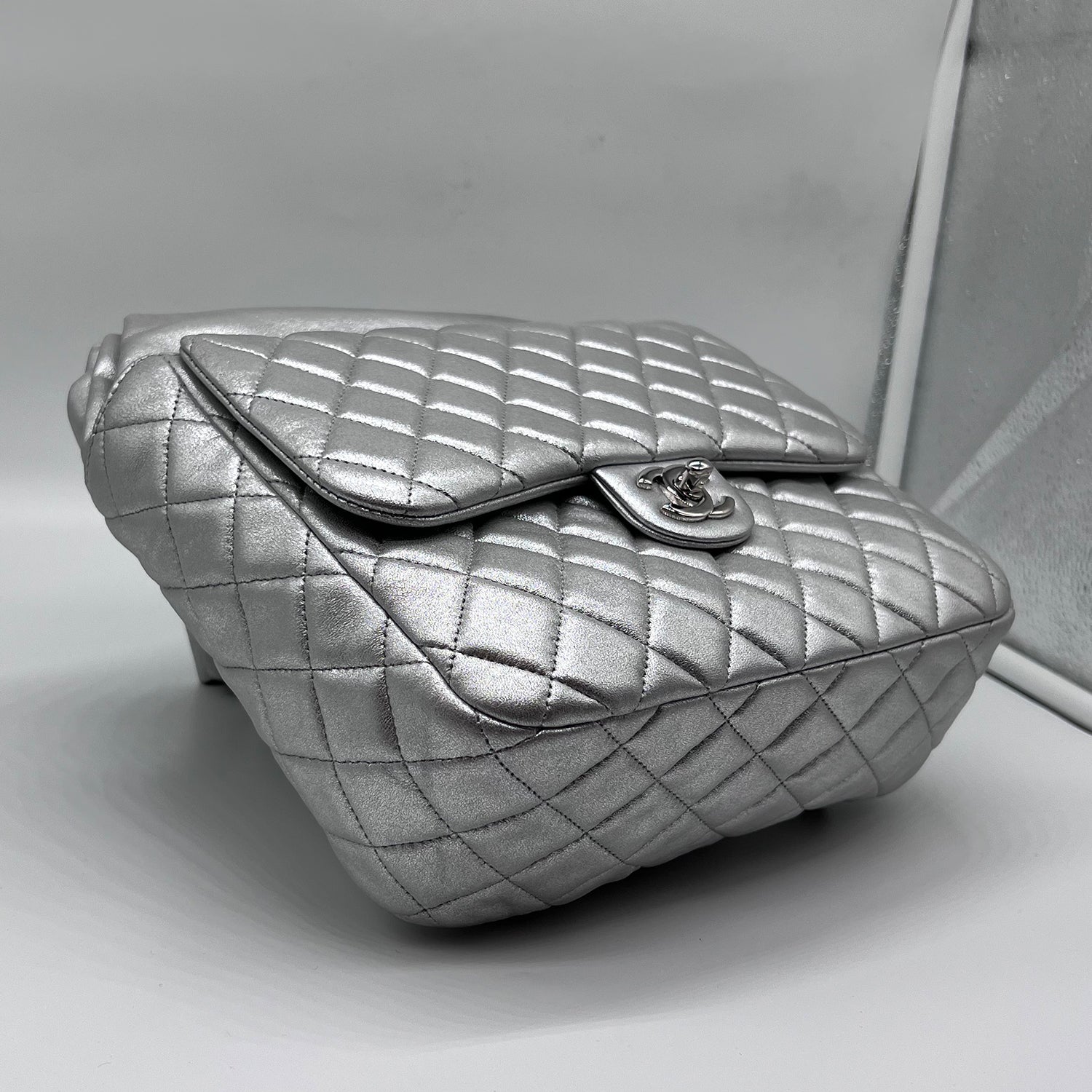 Chanel Metallic Lambskin Quilted In Seoul Backpack Silver