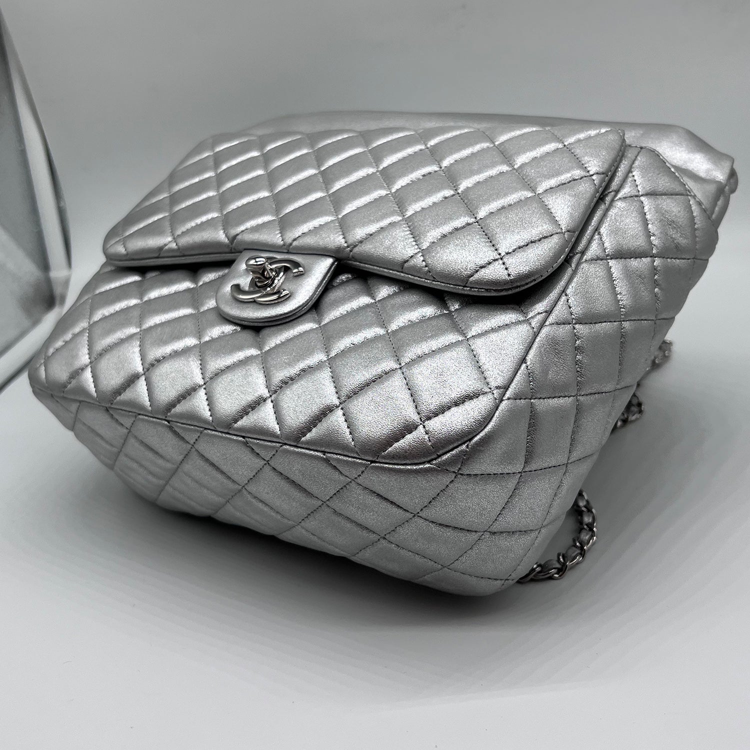 Chanel Metallic Lambskin Quilted In Seoul Backpack Silver