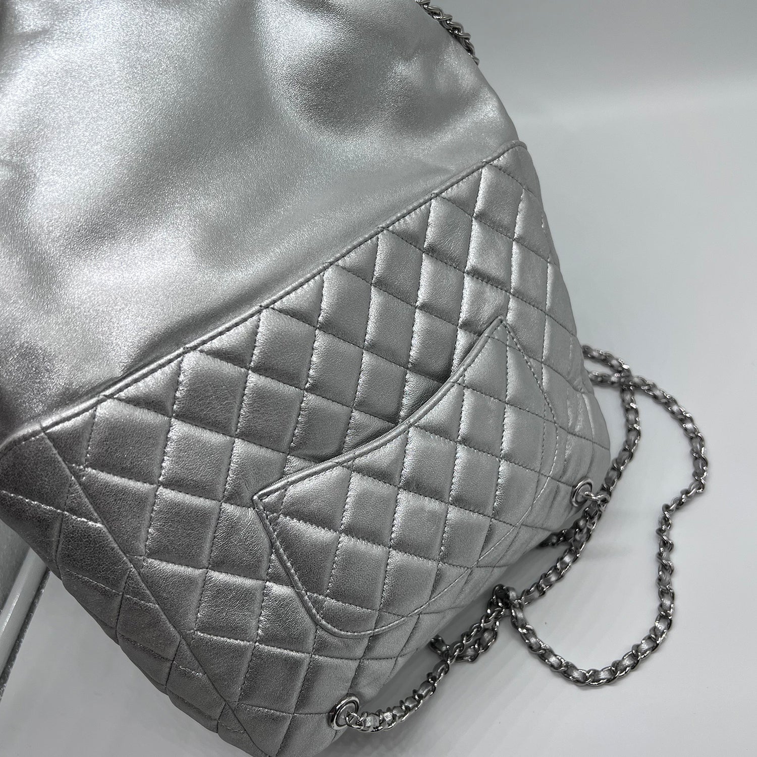 Chanel Metallic Lambskin Quilted In Seoul Backpack Silver