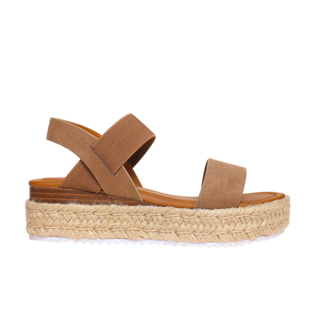 Suede Strap Wedge Sandal- Taupe
