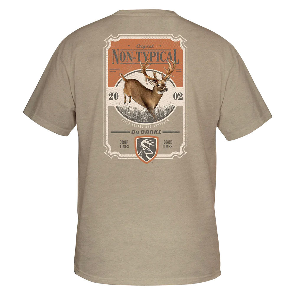 Non-Typical by Drake Vintage Jumping Buck T-Shirt- Walnut Heather