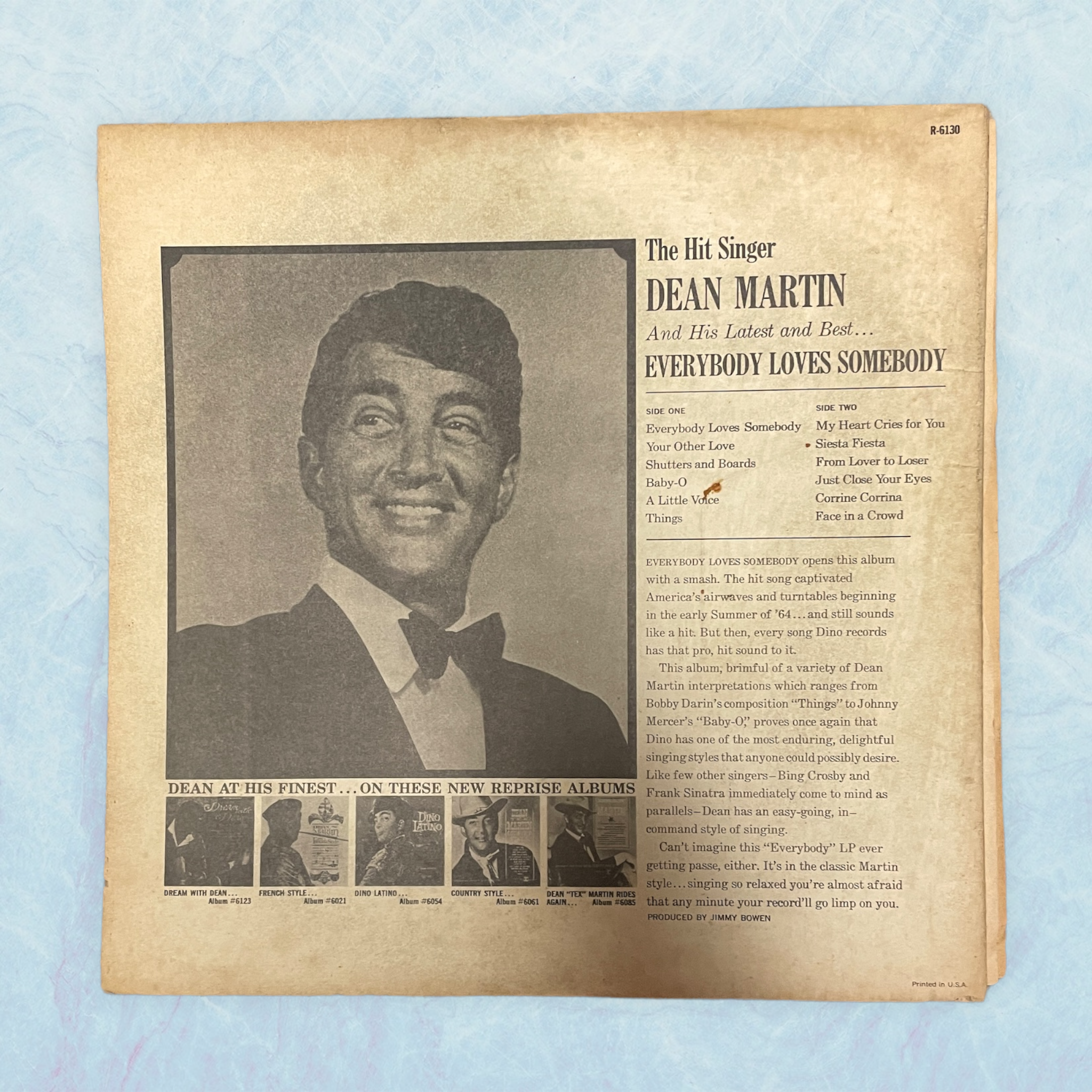 DEAN MARTIN EVERYBODY LOVES SOMEBODY VINYL RECORD LP / REPRISE RECORDS