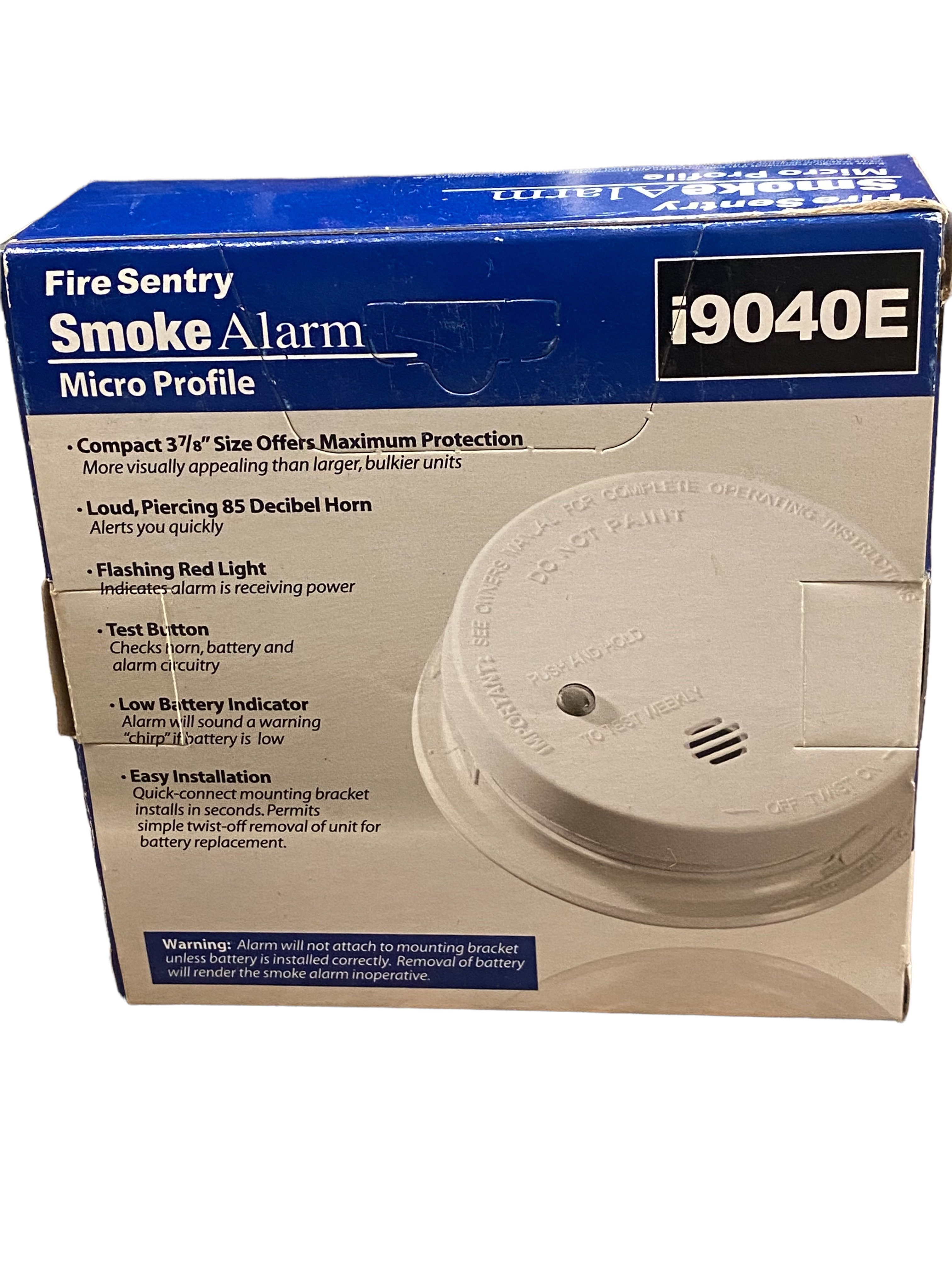Fire SENTRY Smoke Alarm Micro Profile i9040E Brand-New with 9V Battery KIDDE