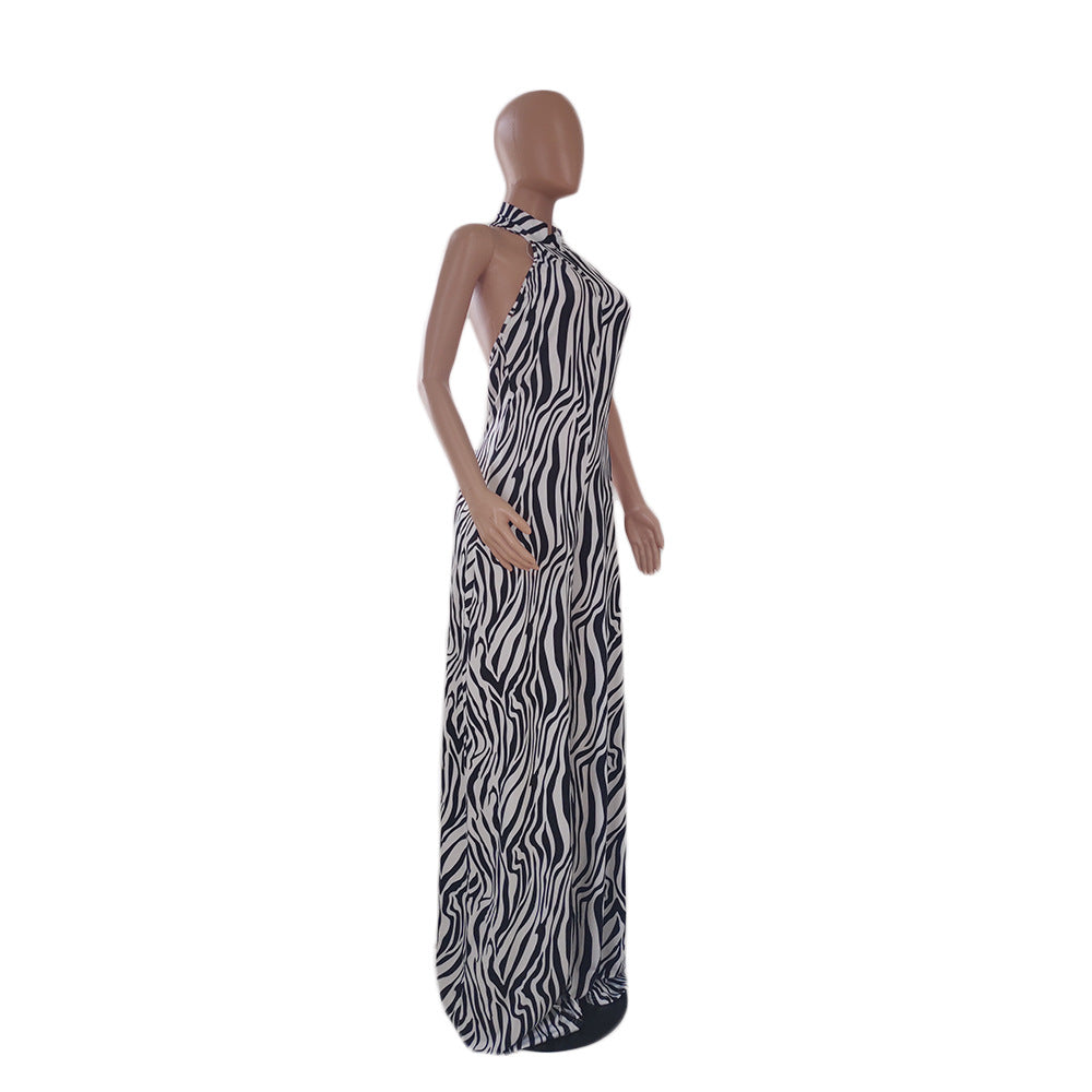 BamBam Plus Size Women Zebra Print Wide Leg Jumpsuit - BamBam Clothing